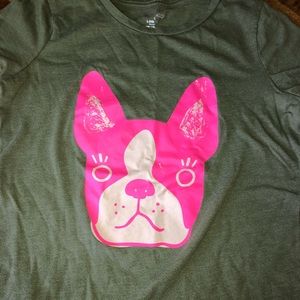 Girls large dog green cat and jack shirt
